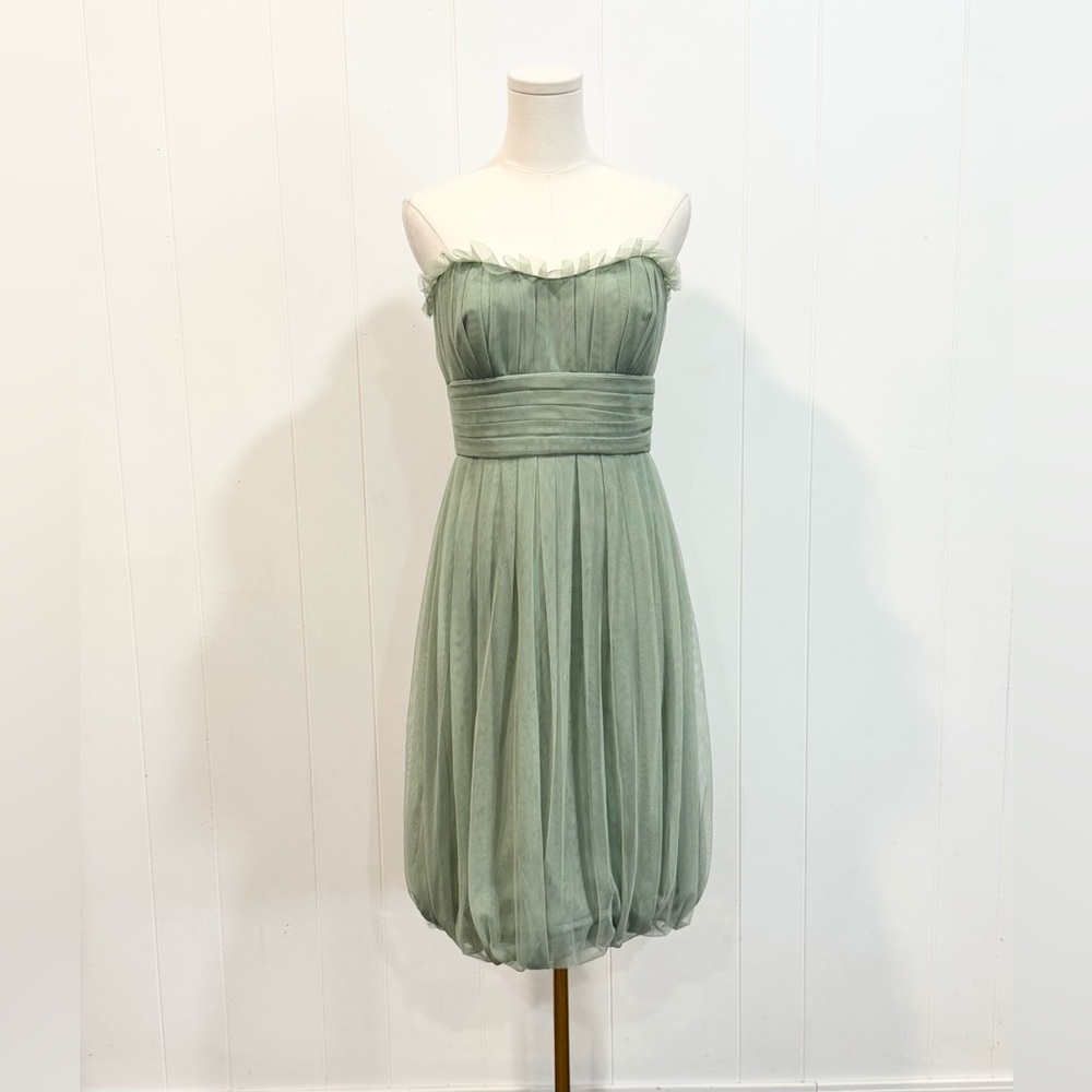 Vera Wang Maids Designer Light Green Tulle Bubble Hem Mini Dress Size 8